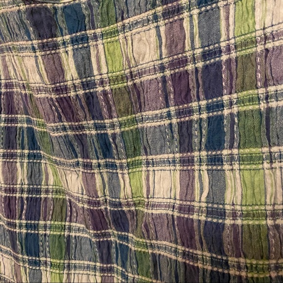 Vintage madras plaid smocked tank top 1x - Picture 2 of 5
